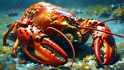 Crustacean exploration of lobsters with strong claws and spiny shells in coastal waters around the globe