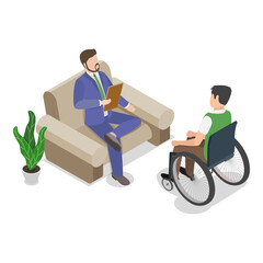 3D Isometric Flat  Set of Psychotherapy Session Scenes. Item 3