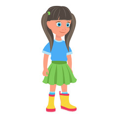 Flat  Illustration of Kid Girl Cartoon Character Set For Animation. Item 4