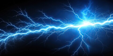 blue thunderbolt crackling with sparks and lightning against the sky