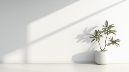 Minimalist living room corner in neutral tones with no furniture and a large window filling the room with natural lighting. Residential interiors with copyspace.