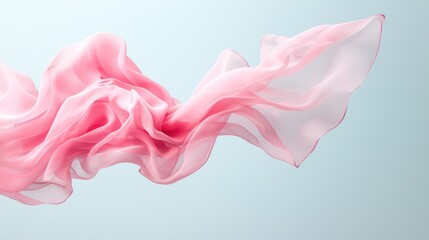 Elegant Pink Ribbon Flowing in the Wind with Copy Space Background, Generative Ai