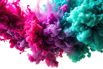 Obraz premium Bold magenta and intense teal colors blending on a white background