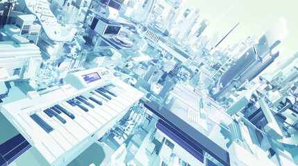 Obraz premium Abstract Synth Cityscape
