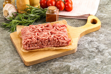 Raw uncooked red minced meat