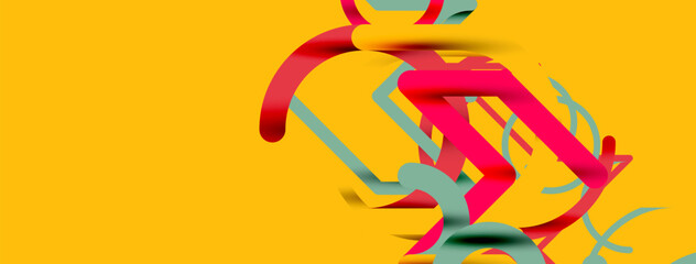 Abstract background. Circles and colorful round shape lines. Linear geometric minimal design