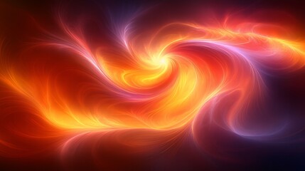 Abstract swirling light in red, orange, and yellow with a bright glowing center.