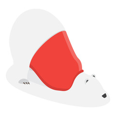 3D Isometric Flat  Set of Polar Bear Postures. Item 4