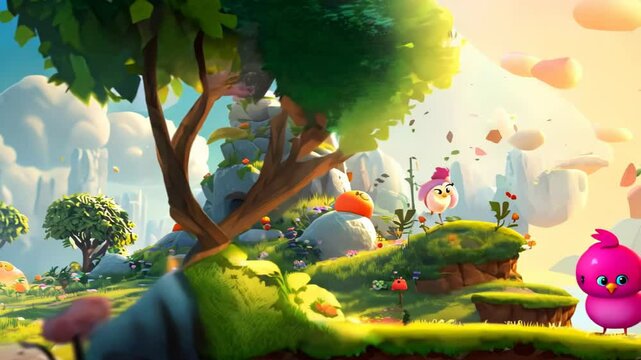 cartoon character cute Side-Scroller Video 4K