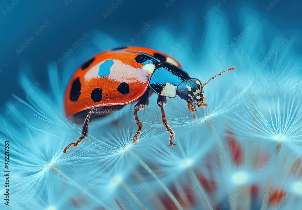 Poster Ladybug on a Dandelion Seed