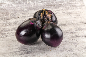 Raw violet and black eggplant