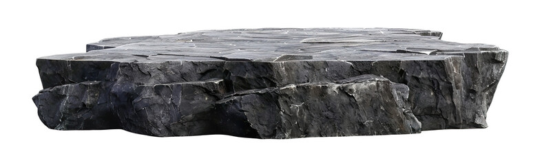 Natural stone podium on transparent background. Mock up for product display. Cut out pedestal or platform. Empty scene. Stage, showcase for advertising.