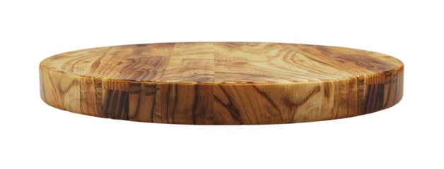 Natural wooden podium on transparent background. Mock up for product display. Cut out pedestal or platform. Empty scene. Stage, showcase for advertising.
