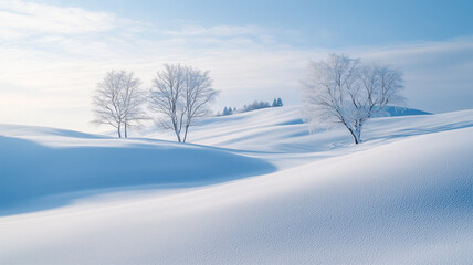 Obraz premium 美瑛の冬の静かな風景