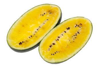 Yellow watermelon isolated on white background