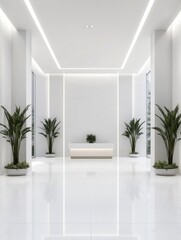 Minimalist clean design with a symmetrical layout, emphasizing sleek lines and modern simplicity.