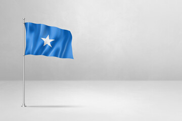 Somalian flag isolated on white concrete wall background