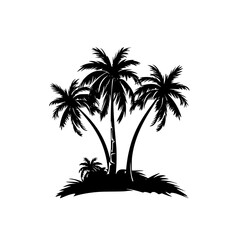 Silhouette of palm trees in black design, Black silhouette of tropical palm trees with detailed leaves and trunks, perfect for nature-themed or beach-related designs.
