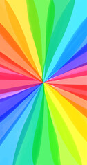 手描き水彩の虹色カラフルサンバースト放射背景　縦長