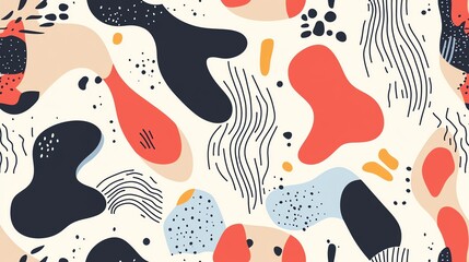 Naklejka premium Abstract seamless pattern with colorful shapes and lines.