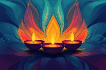 Delightful diwali artwork presentation. Festive deepawali greeting card design. The celebration of lights originating from india