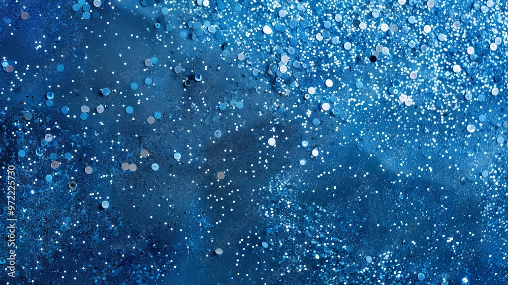 Wall mural abstract 3d rendering of soft blue bokeh background with bright light glitter sparkles — perfect bac