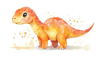 Cute watercolor dinosaur illustration.