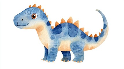 Cute watercolor dinosaur illustration.