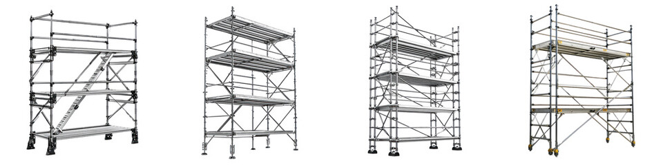 3D icon of a scaffolding setup, on a transparent background.