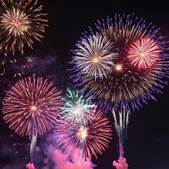 A dazzling display of colorful fireworks in the night sky.