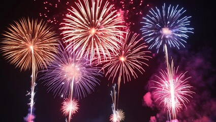Fototapeta premium A dazzling display of colorful fireworks in the night sky.