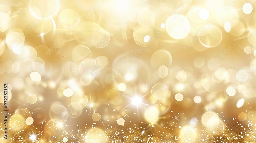Wall mural golden abstract background with soft bokeh lights, creating a warm and elegant visual for festive de