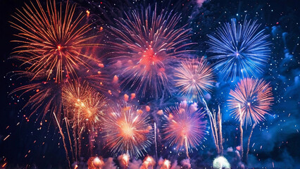 Fototapeta premium A dazzling display of colorful fireworks in the night sky.