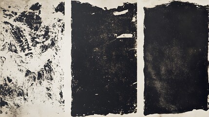 Letterpress ink textures. Set of 3 Rough, eroded lino print textures taken from high resolution scans. Compound path and paths optimised. 