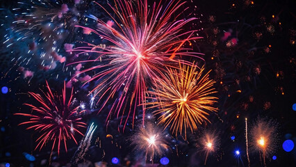 Fototapeta premium A dazzling display of colorful fireworks in the night sky.