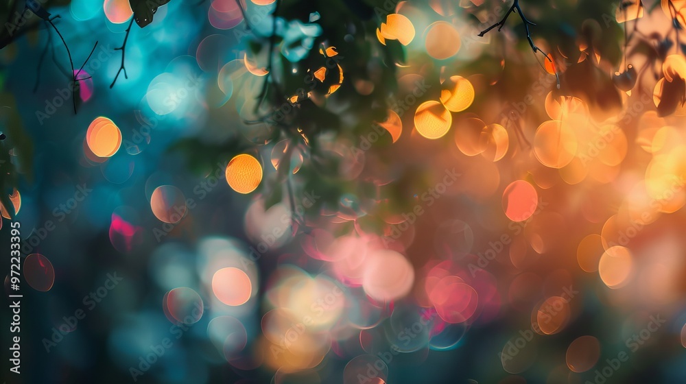 Poster vibrant colorful bokeh background with soft blurred lights for festive designs and dreamy visual eff