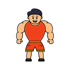 Cartoon muscular people vector illustration. gym sport illustration