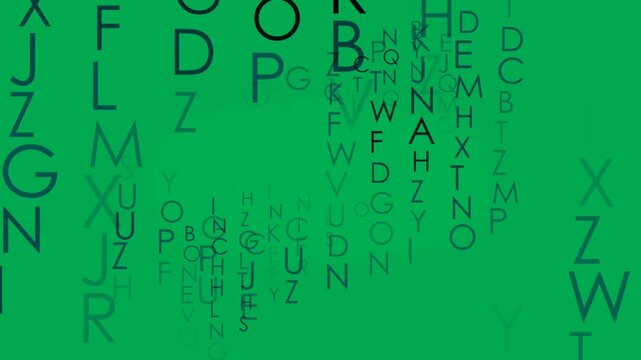 alphabets moving on green background 