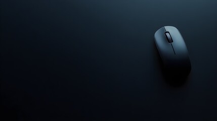 Sleek Minimalist Office Workspace Highlighting Study and Online Lifestyle with Computer Mouse on Elegant Black Background