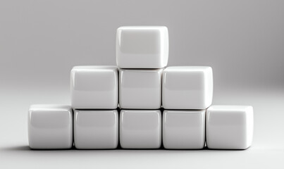 White plastic cubes  pyramid 