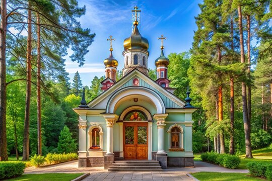 Chapel entrance on Valaam Island in symmetrical design