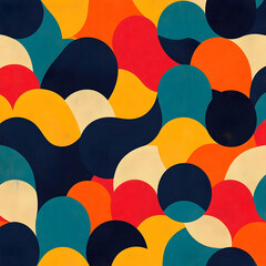 Abstract Geometric Pattern with Colorful Circles and Shapes