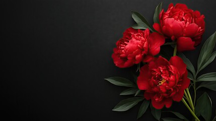 Bouquet of peony on dark background