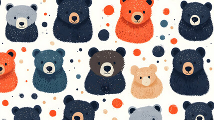 Cute Cartoon Bear Seamless Pattern for Kids Fabric Wallpaper and Textile Design
