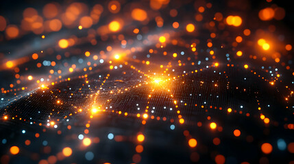 Obraz premium Abstract Orange and Blue Glow Lights on Dark Background