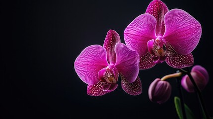 Obraz na płótnie Canvas Bouquet of orchid flowers on black background