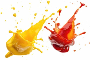 A splash of liquid on a white surface