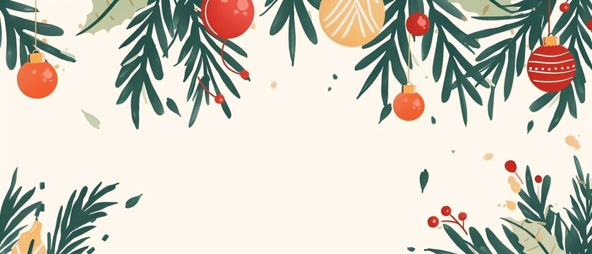 Elegant holiday luncheon invitation, festive decor, flat design illustration