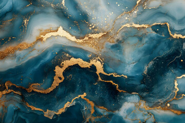 Obraz premium Abstract Blue and Gold Marble Texture Background