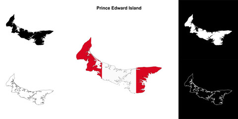 Prince Edward Island blank outline map set
